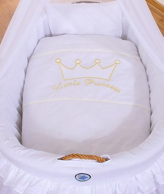 Kosz Mojżesza wiklinowy z baldachimem- Little Prince Princess biały
