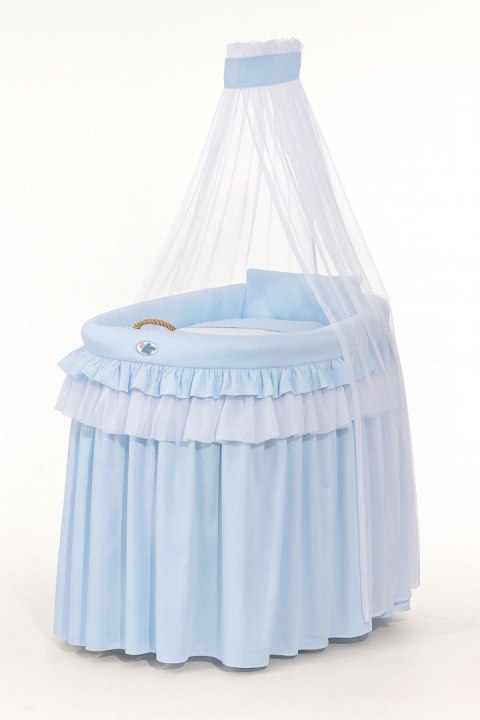 Kosz Mojżesza wiklinowy z baldachimem- Little Prince niebieski