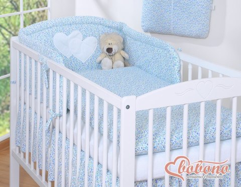 Pościel 3-cz 120x90 - Serduszka łączka niebieska