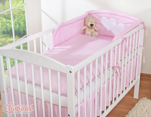 Pościel 3-cz 135x100 - Serduszka kropki na różu