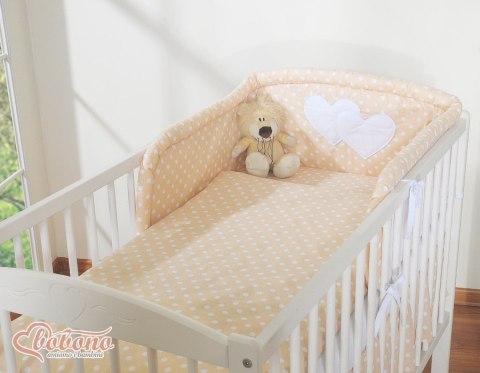 Pościel 3-cz 120x90 - Serduszka grochy beżowe