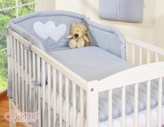 Pościel 3-cz 120x90 - Serduszka kropki na szarym