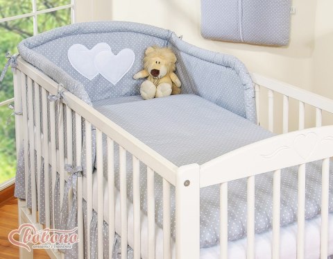 Pościel 3-cz 120x90 - Serduszka kropki na szarym