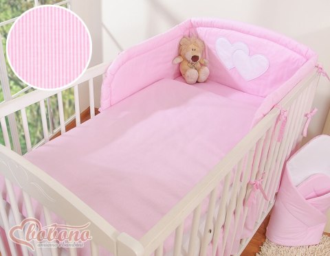 Pościel 3-cz 120x90 - Serduszka paseczki różowe