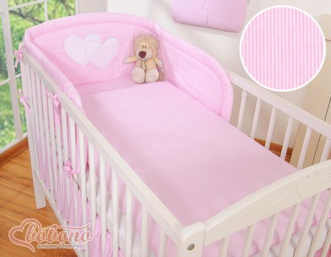 Pościel 3-cz 120x90 - Serduszka paseczki różowe