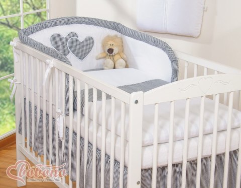 Pościel 3-cz 120x90 Serduszka - pepitka czarna