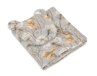 Kołderka z wypełnieniem i poduszka profilowana Miś - zestaw 2cz. - Dmuchawce na szarości