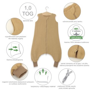 Muślinowy śpiworek dla dzieci z nogawkami XL 2-4 lata letni TOG 1.0 - blue
