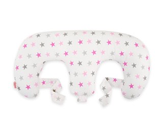 Poduszka rogal do karmienia bliźniąt + zdejmowana poszewka - gwiazdy szaro-różowe