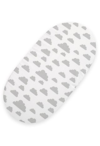 Prześcieradło bawełniane do kosza Mojżesza Boho wózka gondoli 75x35 cm - Chmurki szare