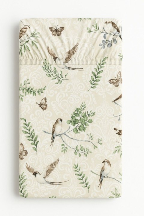 Prześcieradło bawełniane z gumką do łóżeczka 120x60 cm - brown birds