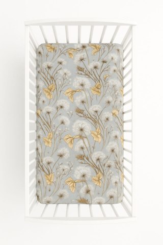 Prześcieradło bawełniane z gumką do łóżeczka 120x60 cm - dmuchawce