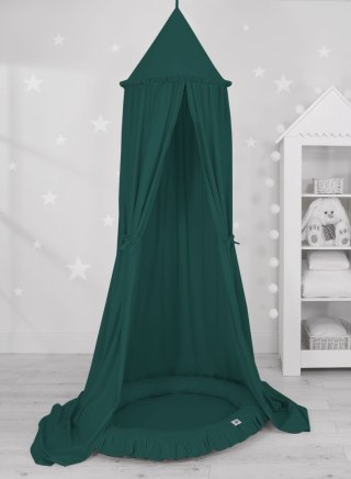 Zestaw: baldachim wiszący do pokoju dziecięcego bawełniany i gniazdko z falbanką - butelkowa zieleń