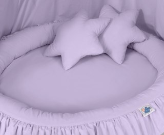 Zestaw: baldachim wiszący do pokoju dziecięcego, gniazdko z falbanką, poduszki - fioletowy