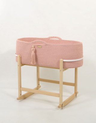 Kosz Mojżesza BOHO Handmade z kołyską - pastel pink