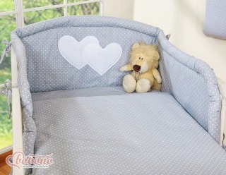 Pościel 3-cz 135x100 - Serduszka kropki na szarym