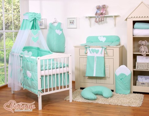 Pościel 5-cz 135x100 - Serduszka miętowa