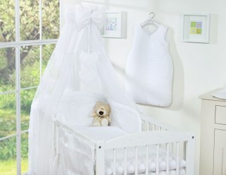 Pościel 5-cz 135x100 z baldachimem - Wiszące Serduszka białe