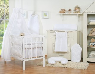 Pościel 5-cz 135x100 z baldachimem - Wiszące Serduszka białe