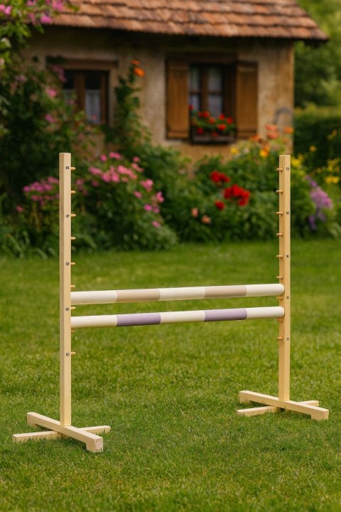 Przeszkoda skokowa do Hobby Horse 120cm, dwie belki - beżowa i jasny fiolet