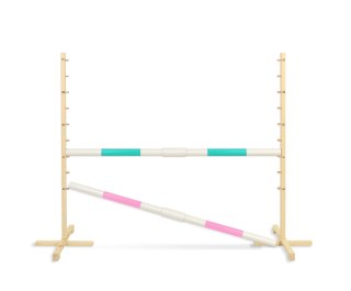 Przeszkoda skokowa do Hobby Horse 160cm, h-120 cm, dwie belki - miętowa i jasny róż
