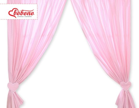 Zasłonki do pokoju dziecięcego- Wiszące serduszka kropki na różu