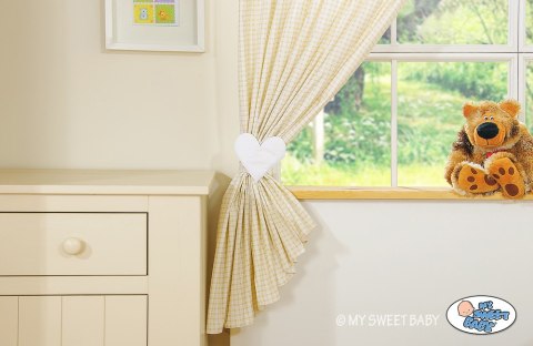 Zasłonki do pokoju dziecięcego- Milo- Miś z sercem biały