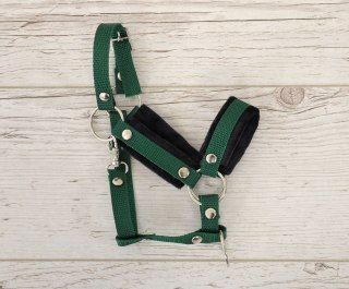 Kantar regulowany dla konia Hobby Horse A3 butelkowa zieleń z czarnym futerkiem
