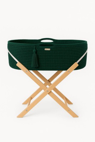 Kosz Mojżesza BOHO Handmade ze stojakiem - butelkowa zieleń