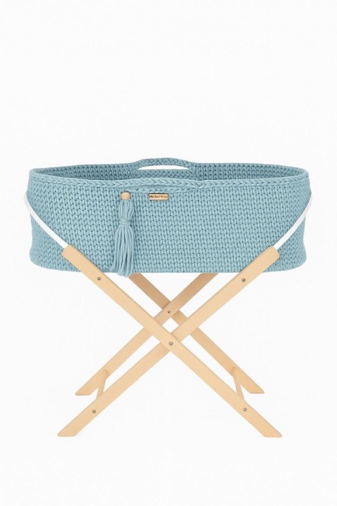 Kosz Mojżesza BOHO Handmade ze stojakiem misty blue