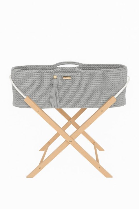 Kosz Mojżesza BOHO Handmade ze stojakiem - szary