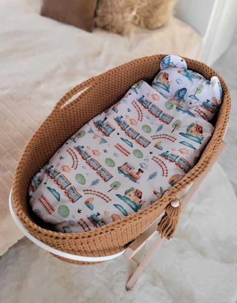 Kosz Mojżesza BOHO bawełniany Handmade z materacykiem - caramel