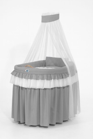 Kosz Mojżesza wiklinowy z baldachimem - Little Princess antracyt