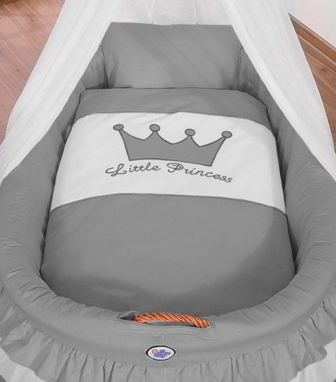 Kosz Mojżesza wiklinowy z baldachimem - Little Princess antracyt