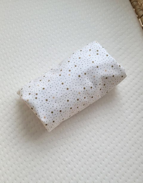 Prześcieradło bawełniane do kosza Mojżesza Boho wózka gondoli 75x35 cm - Mini gwiazdki złote