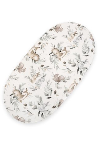 Prześcieradło bawełniane do kosza Mojżesza Boho wózka gondoli 75x35 cm - Woodland olive