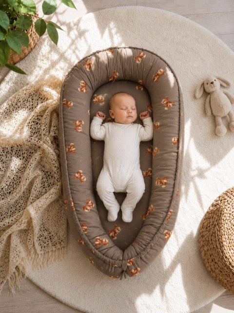 Kokon niemowlęcy dwustronny kojec otulacz Premium MY SWEET BABY- Toffee Teddy