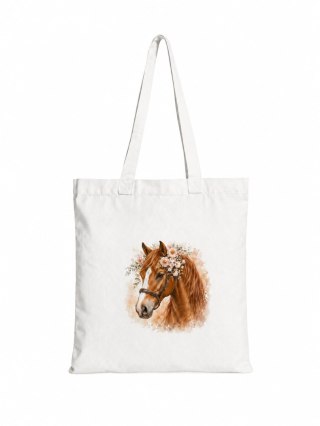 Torba bawełniana z koniem kasztanowatym - 38 × 42 cm