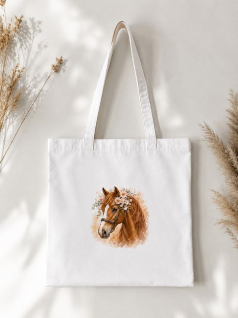 Torba bawełniana z koniem kasztanowatym - 38 × 42 cm