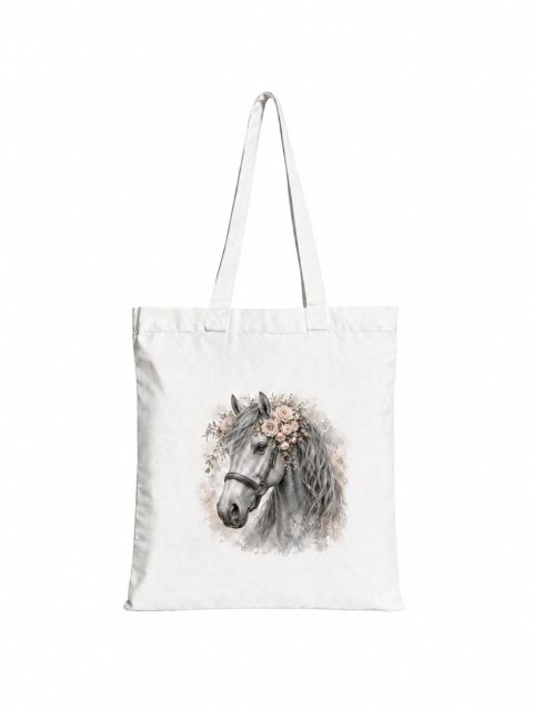 Torba bawełniana z siwym koniem - 38 × 42 cm