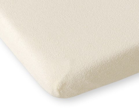 Prześcieradło frotte z gumką do łóżeczka 140x70cm - kremowe