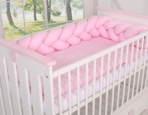 Ochraniacz warkocz pleciony do łóżeczka - różowy