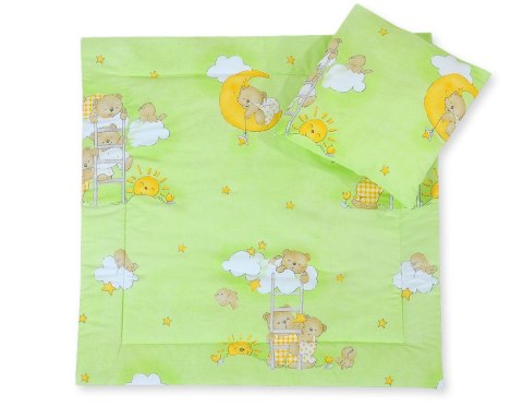 Pościel do wózka z wypełnieniem kołderka i poduszka - Misie na zieleni