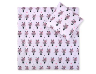 Pościel do wózka z wypełnieniem kołderka i poduszka - Zebry różowe