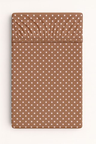 Prześcieradło bawełniane z gumką do łóżeczka 120x60 cm - grochy na brązie