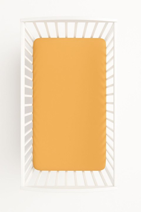 Prześcieradło bawełniane z gumką do łóżeczka 140x70 cm - brzoskwiniowe