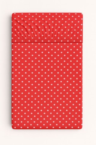 Prześcieradło bawełniane z gumką do łóżeczka 140x70 cm - groszki czerwone