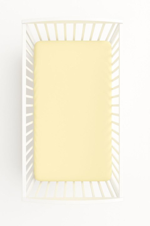 Prześcieradło bawełniane z gumką do łóżeczka 140x70 cm - kremowe