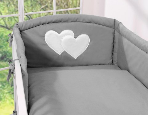 Pościel 3-cz 120x90 - Serduszka antracyt