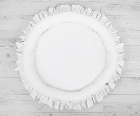 Zestaw: baldachim wiszący do pokoju dziecięcego bawełniany i gniazdko z falbanką - biały